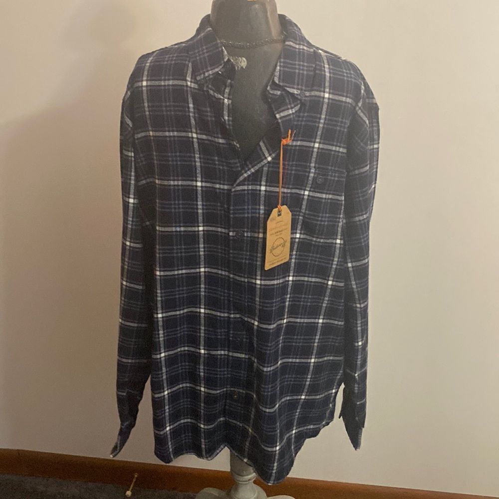 Original Weatherproof Admiral button-down blue, white plaid shirt, size XLarge